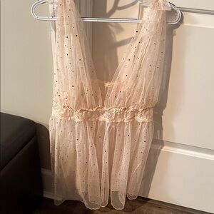 Adore Me Sheer Polka Dot Chemise in Cream